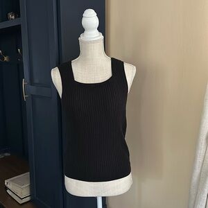 BLACK CABLE-KNIT SWEATER TANK SIZE S PREPPY COASTAL